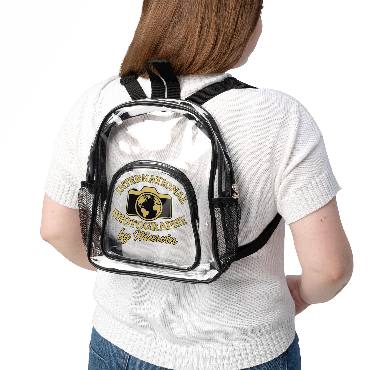 Clear Stadium Backpack – Transparent Security Bag with Front Logo Pocket