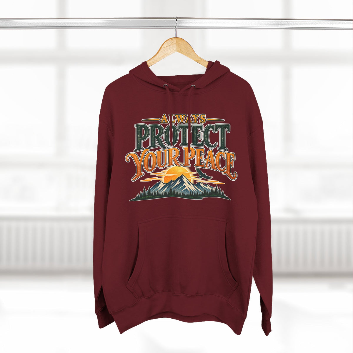 Hoodie - "Always Protect Your Peace" Mountain Graphic Fleece Hoodie