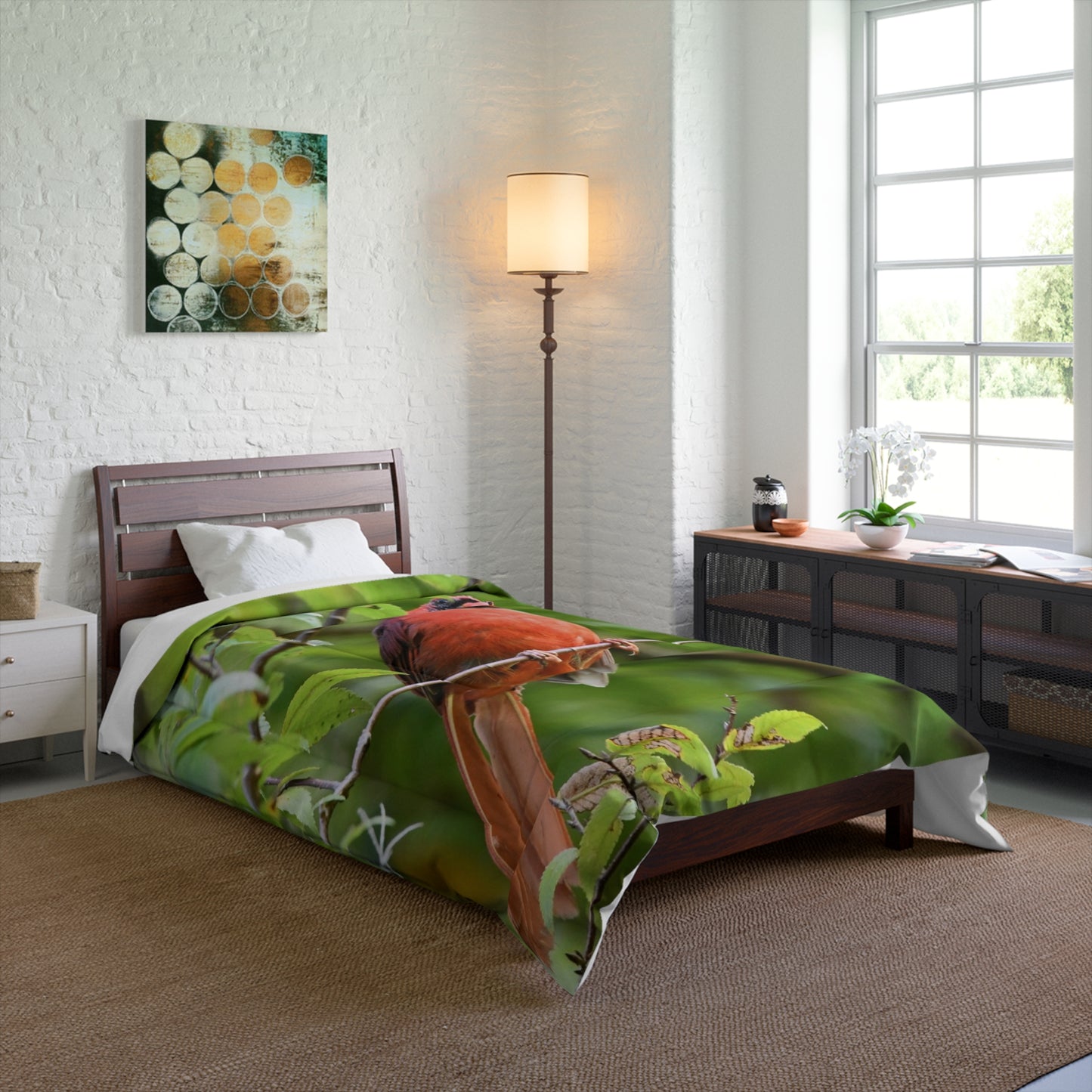 Cardinal Bird Comforter – Red Northern Cardinal Nature Print Bedding