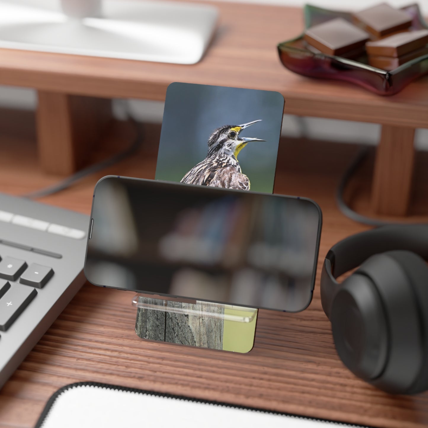 Singing Meadowlark Smartphone Stand — Clear Mobile Display Stand