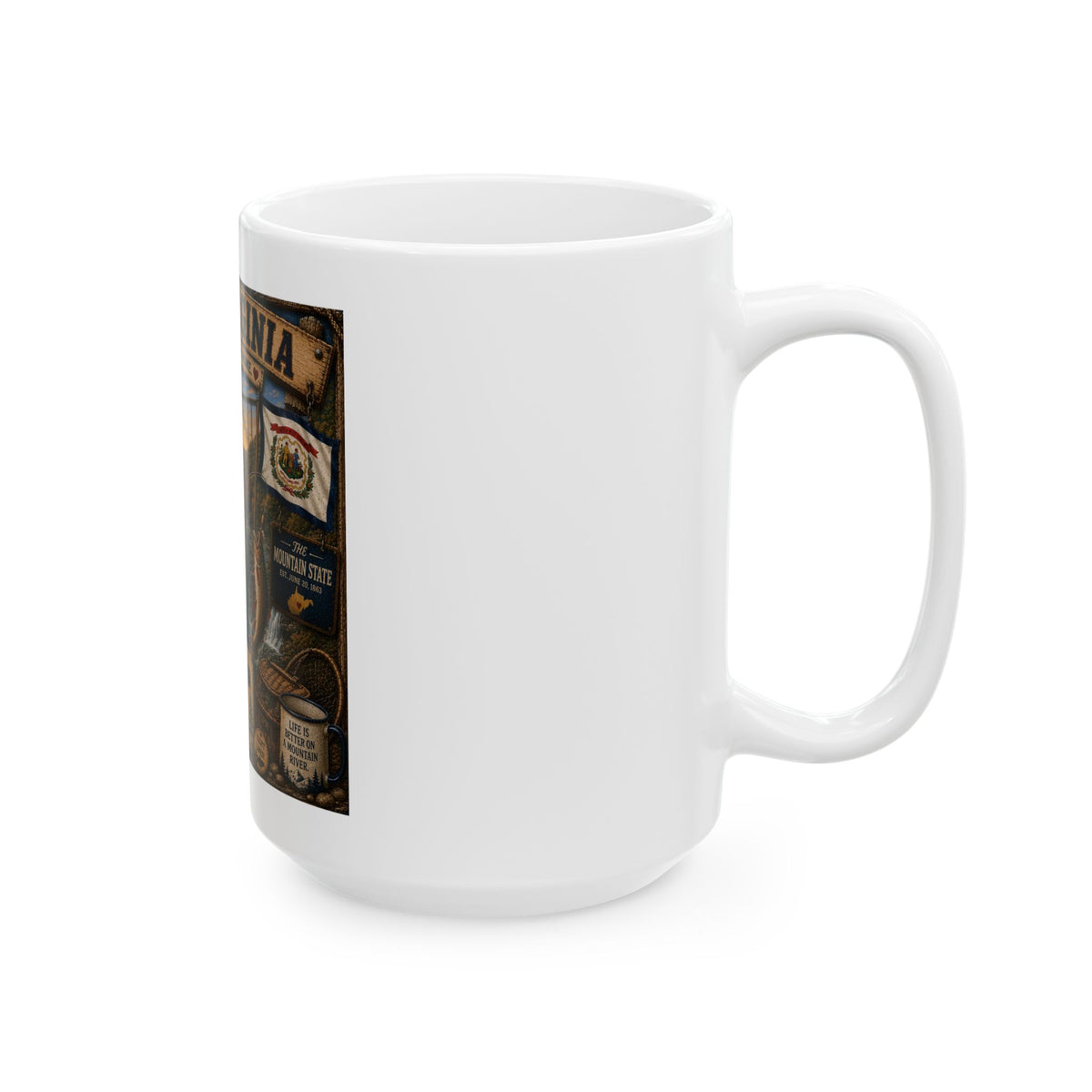 West Virginia Souvenir Ceramic Mug — 'Every Trail Leads Home' Hiking & Outdoors Design (11oz/15oz)