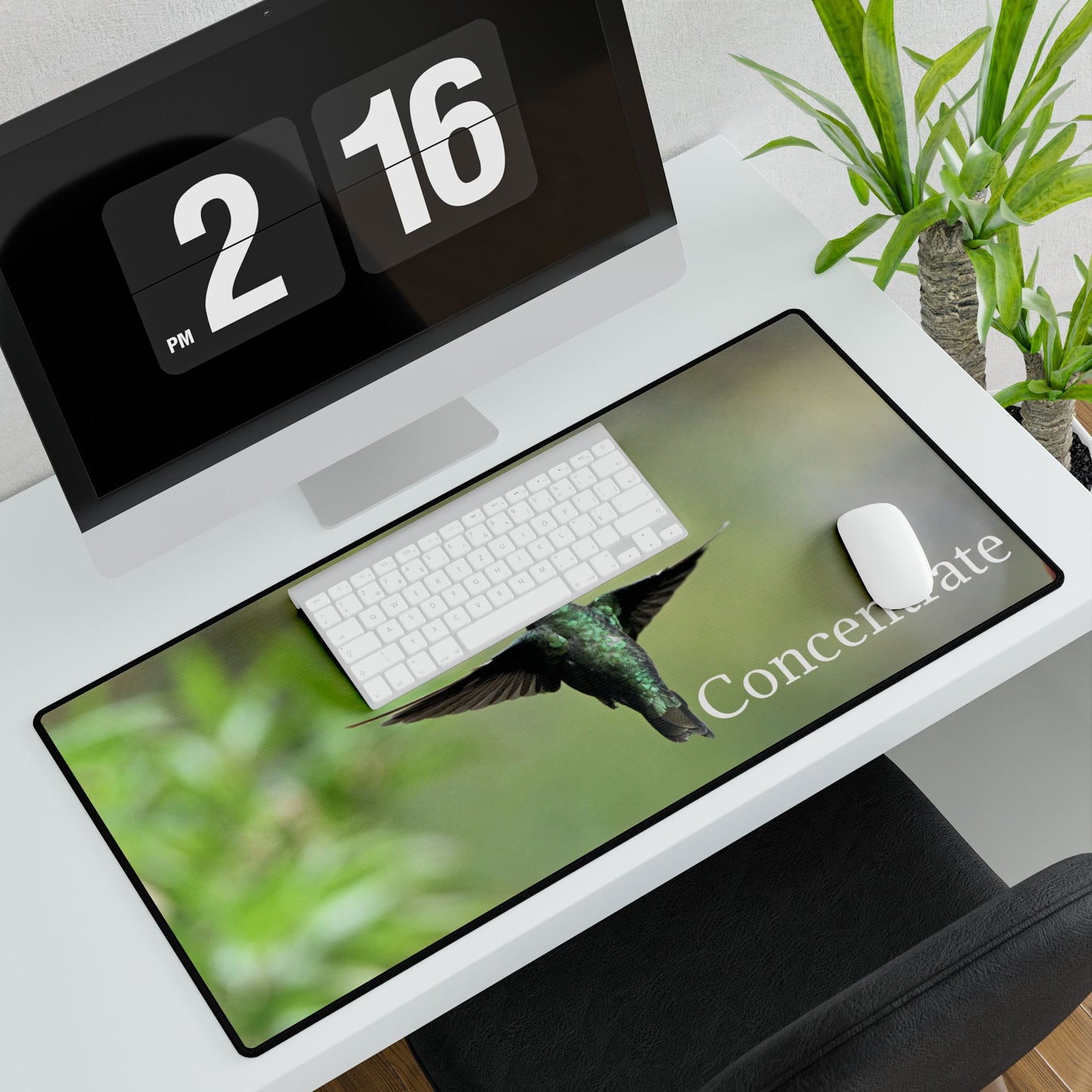 Hummingbird 'Concentrate' Desk Mat — Large Motivational Mouse Pad