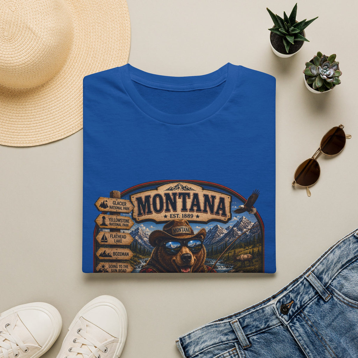Montana Bear Graphic T-Shirt — Vintage Outdoor Scenic Tee