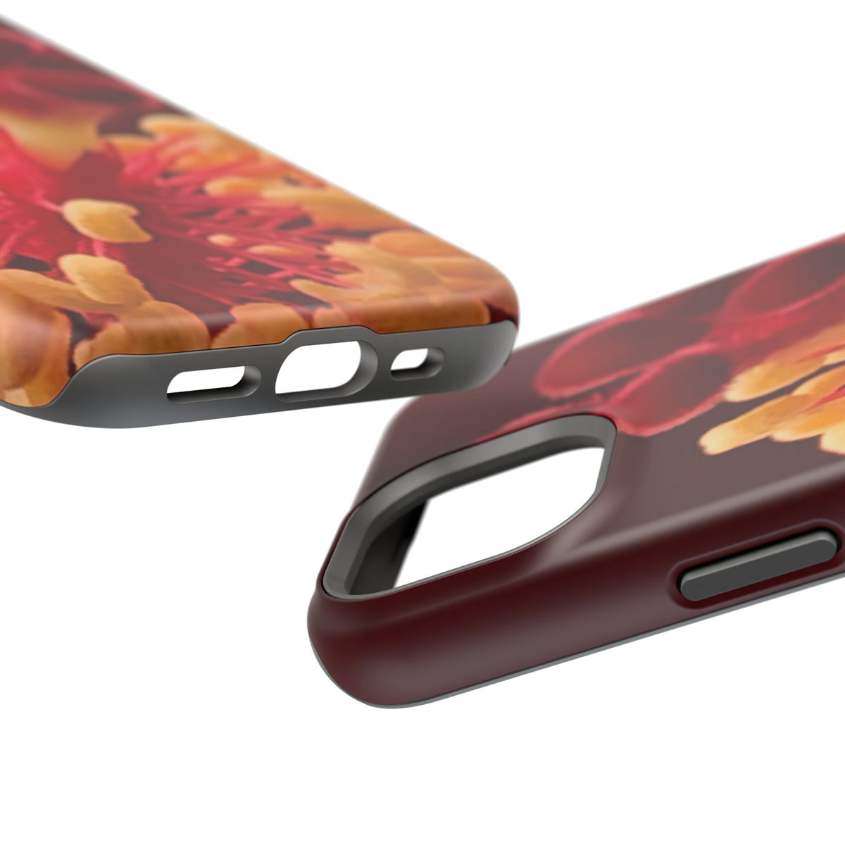 Floral Macro Phone Case — Red & Yellow Pollen Design (Magnetic Impact-Resistant)