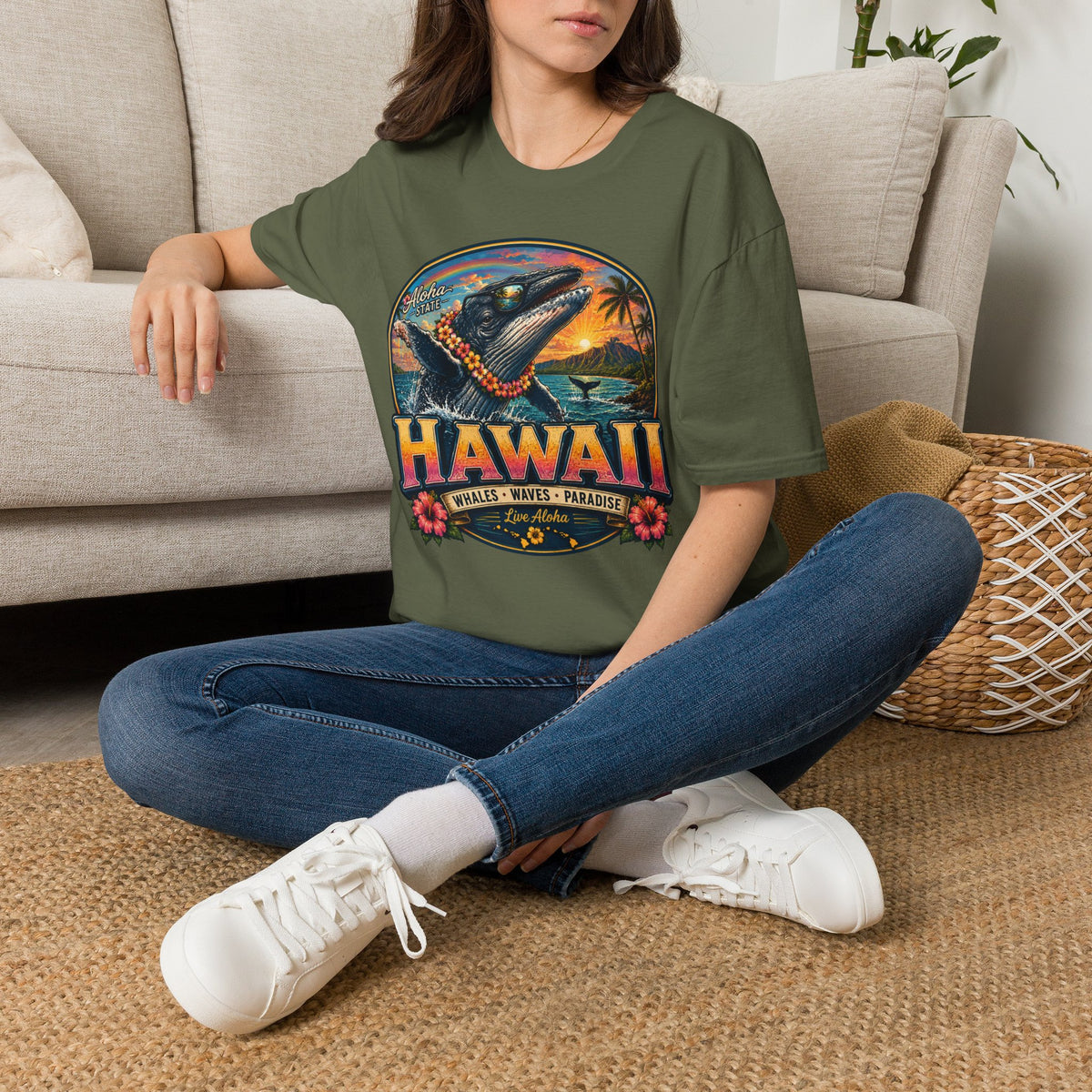 Hawaii Whale Sunset T-Shirt — Aloha Tropical Island Graphic Tee