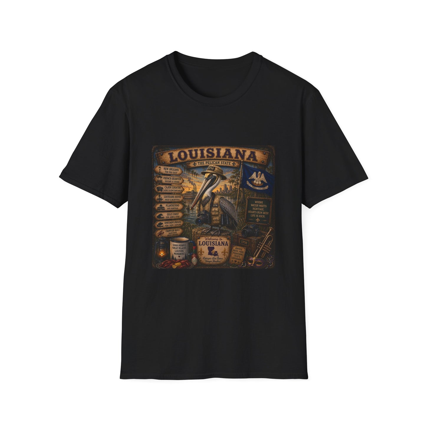 Louisiana Pelican State Vintage Poster T-Shirt — Retro Travel Souvenir
