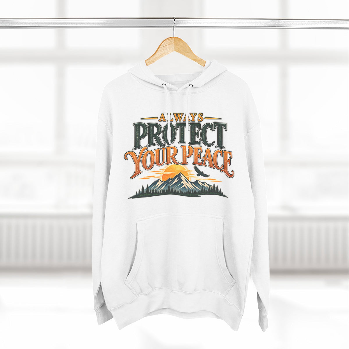 Hoodie - "Always Protect Your Peace" Mountain Graphic Fleece Hoodie