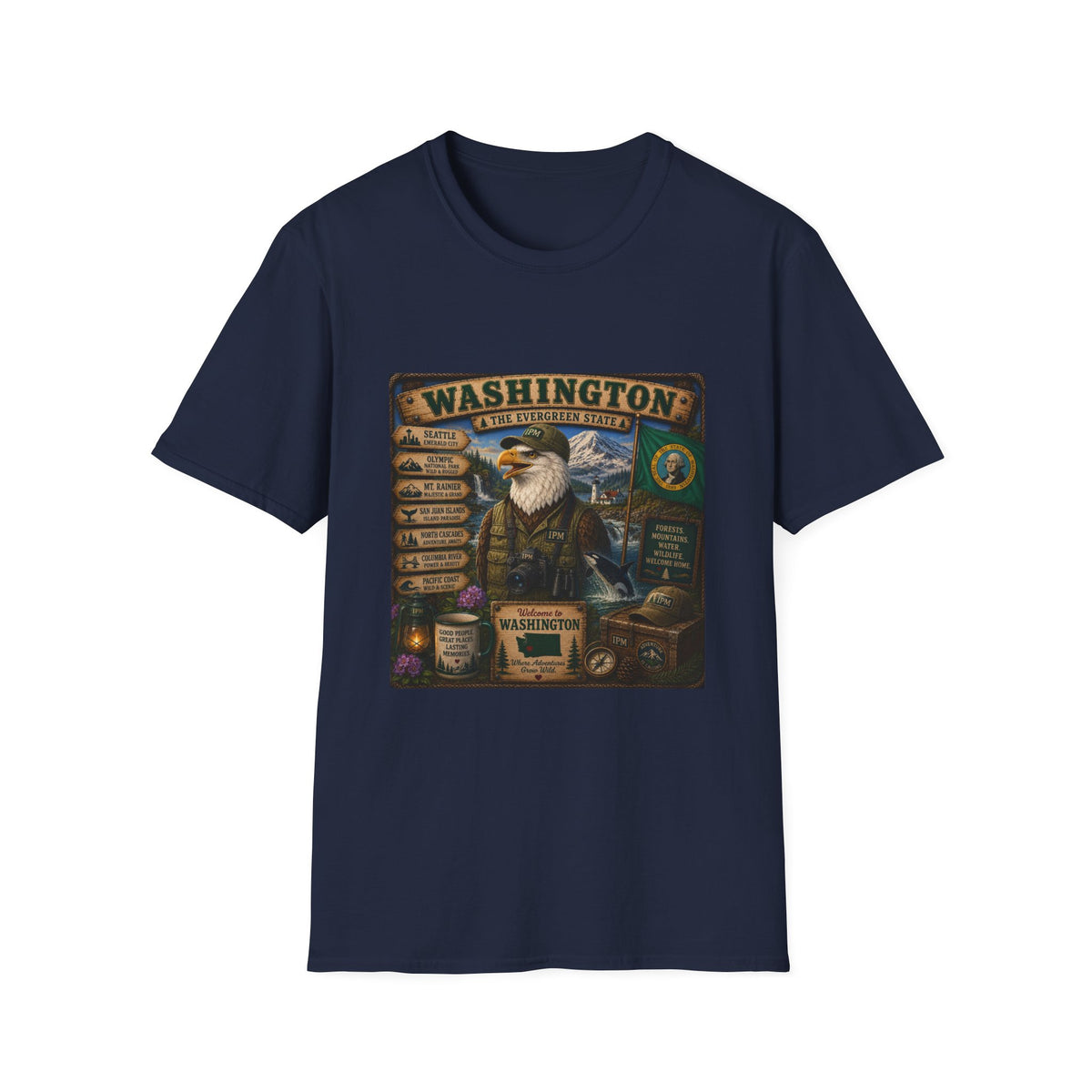 Washington State Eagle Vintage Graphic T-Shirt — The Evergreen State Souvenir