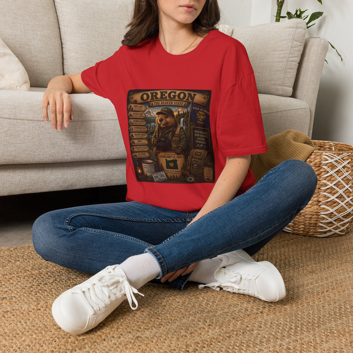 Oregon Beaver State Vintage Travel T-Shirt — Scenic Landmarks & Wildlife Tee