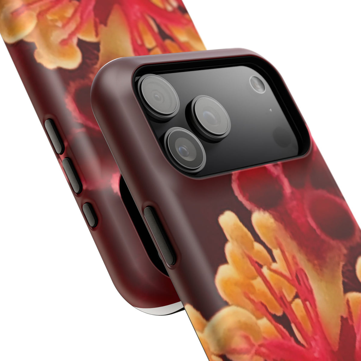 Floral Macro Phone Case — Red & Yellow Pollen Design (Magnetic Impact-Resistant)