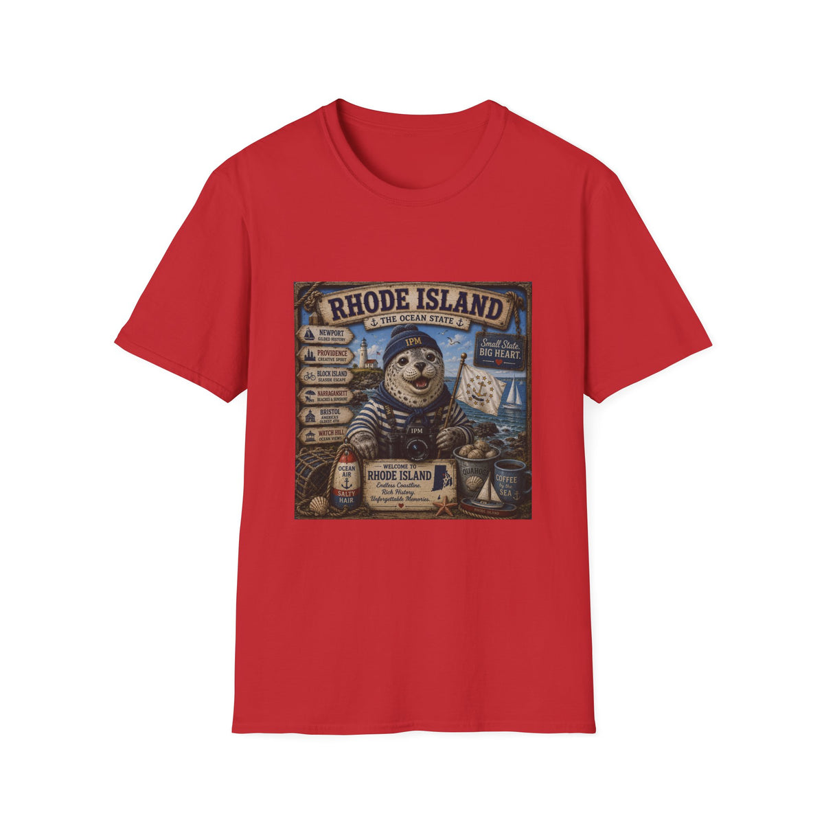 Rhode Island Sealife T-Shirt — 'The Ocean State' Vintage Seal Design