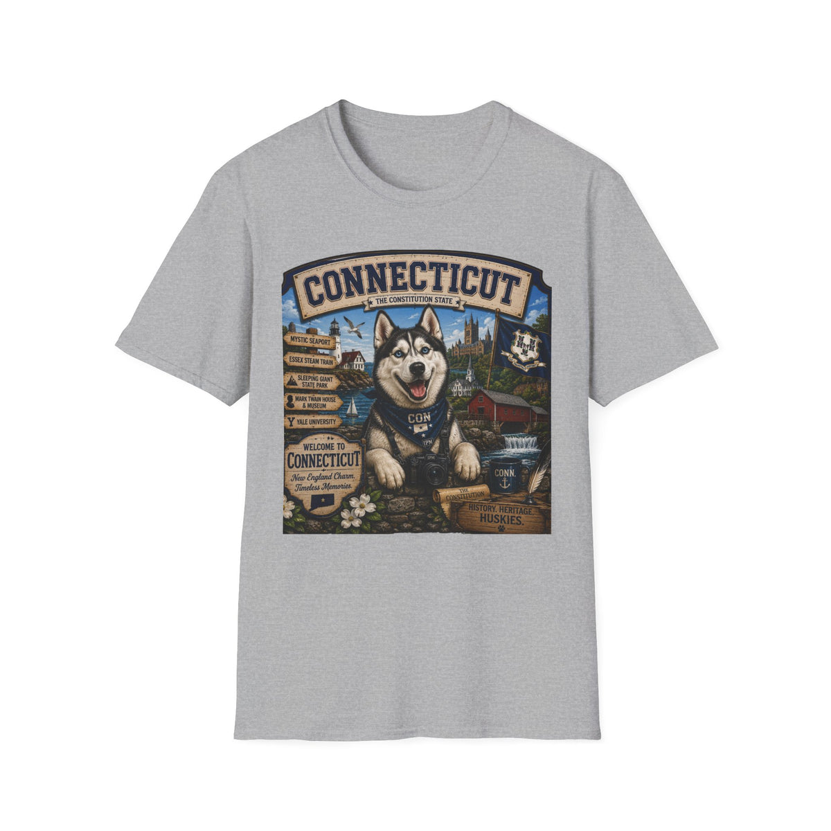 Connecticut Husky State T-Shirt — Vintage Connecticut Scenic Tee