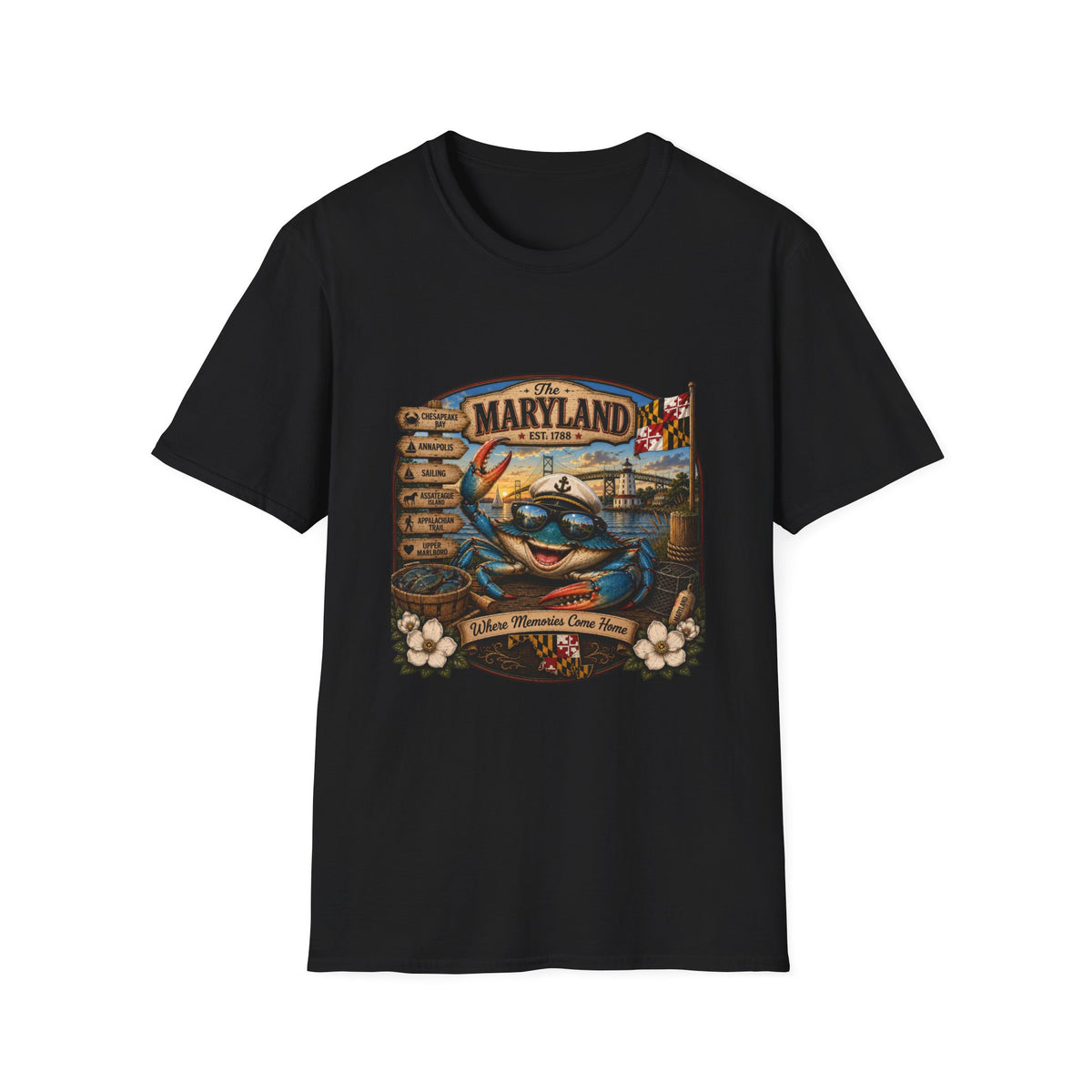 Maryland Vintage Crab T-Shirt – Chesapeake Bay Coastal Travel Tee