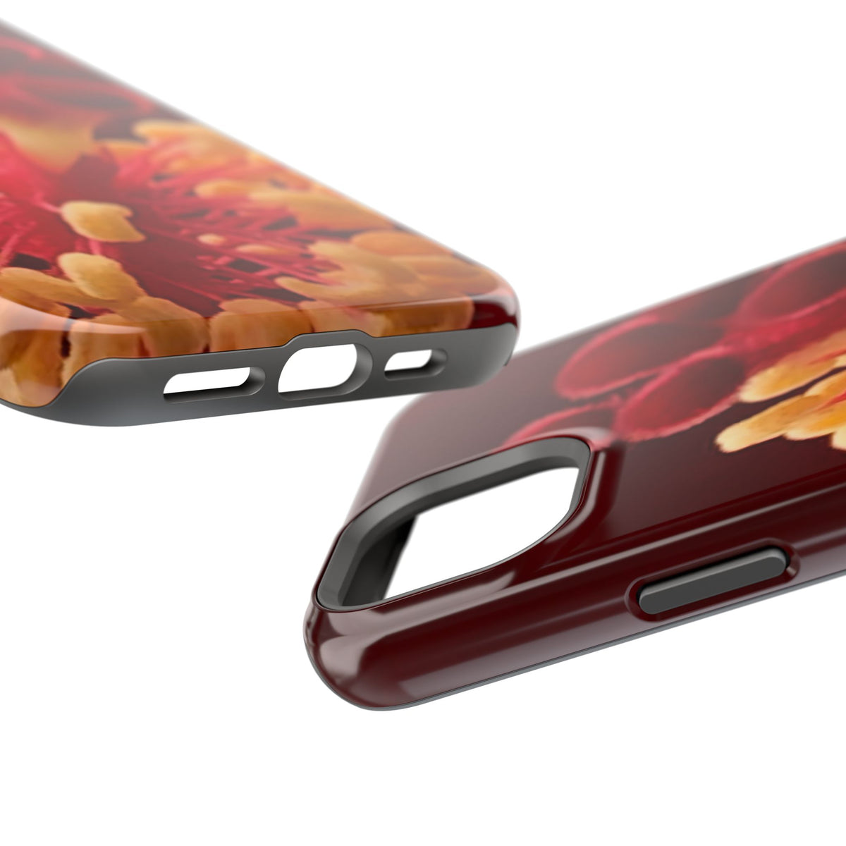 Floral Macro Phone Case — Red & Yellow Pollen Design (Magnetic Impact-Resistant)