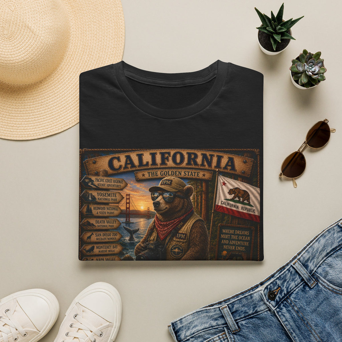 California Golden State Vintage Bear Graphic T-Shirt