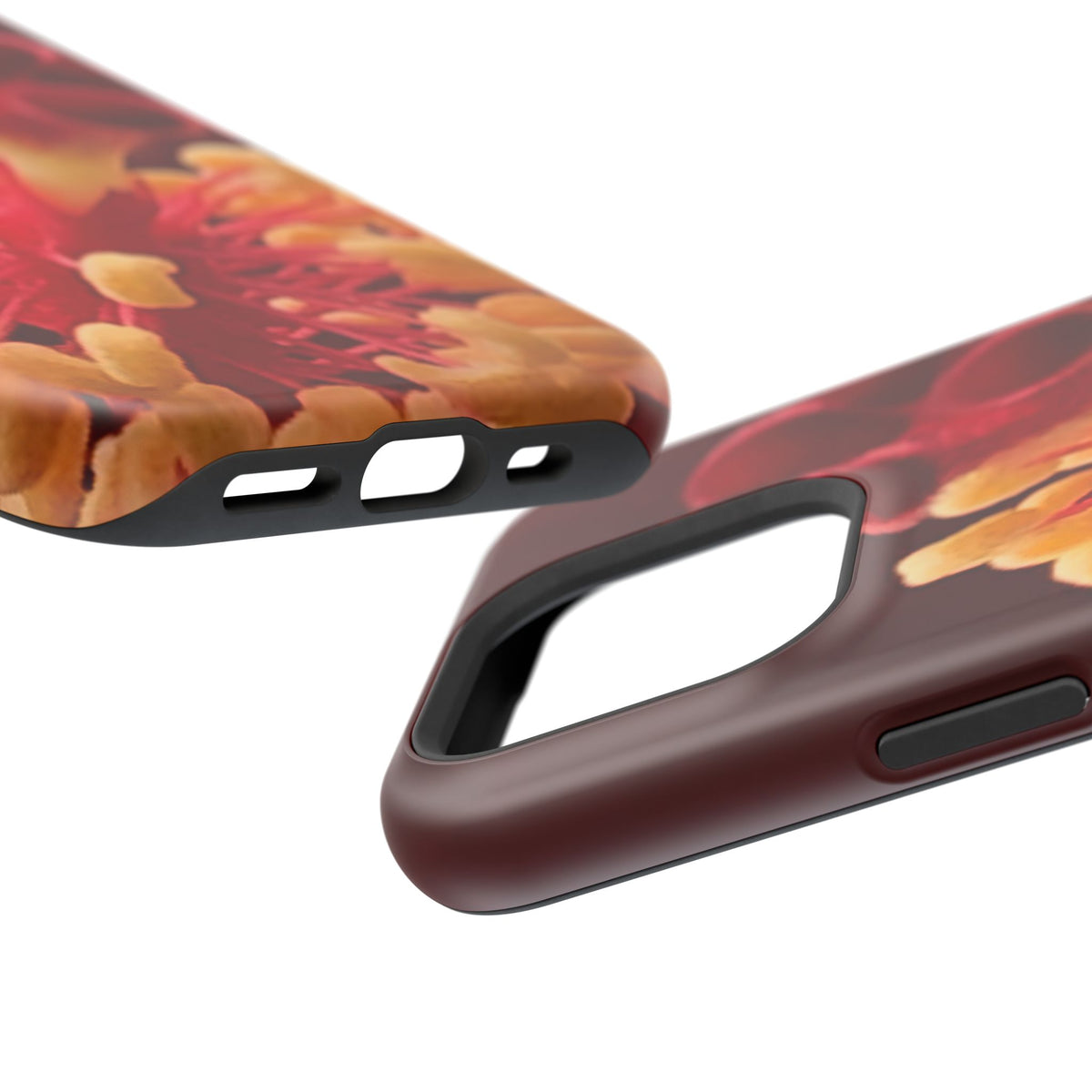 Floral Macro Phone Case — Red & Yellow Pollen Design (Magnetic Impact-Resistant)