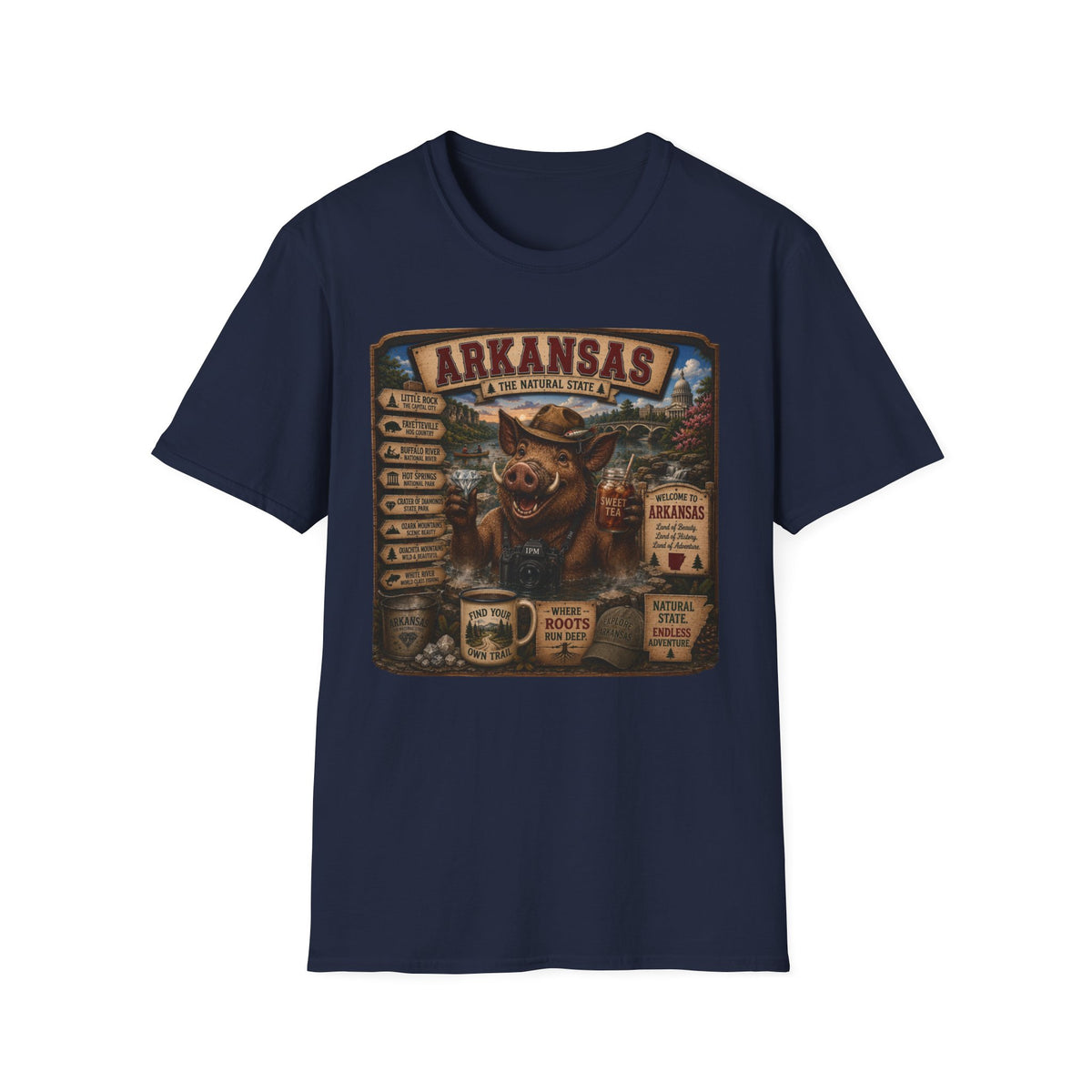 Arkansas Vintage Boar T-Shirt — State Travel Sign Souvenir