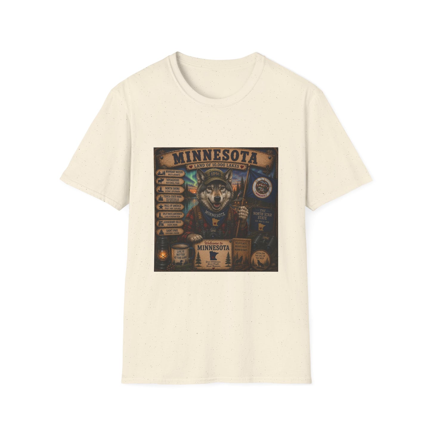 Minnesota Wolf Vintage Graphic T-Shirt – Land of 10,000 Lakes Travel Tee