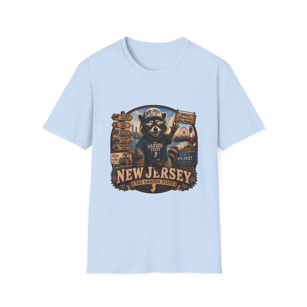New Jersey Raccoon "Garden State" T-Shirt — Retro State Pride Tee