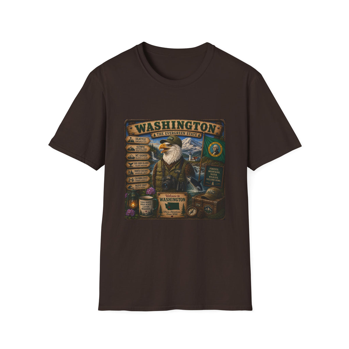 Washington State Eagle Vintage Graphic T-Shirt — The Evergreen State Souvenir
