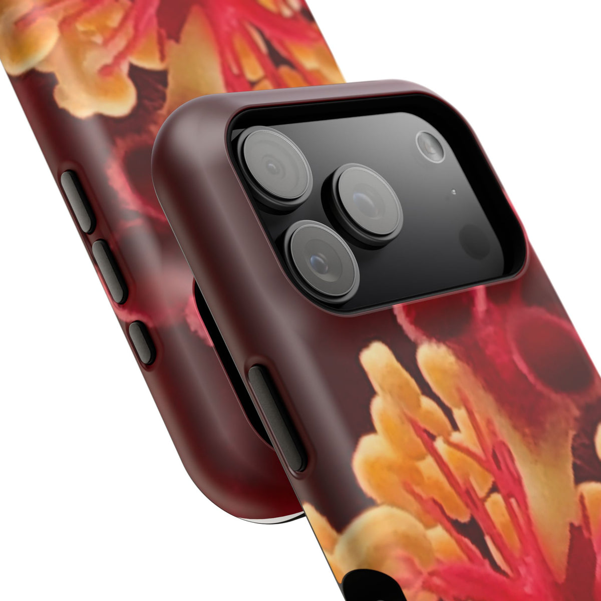 Floral Macro Phone Case — Red & Yellow Pollen Design (Magnetic Impact-Resistant)
