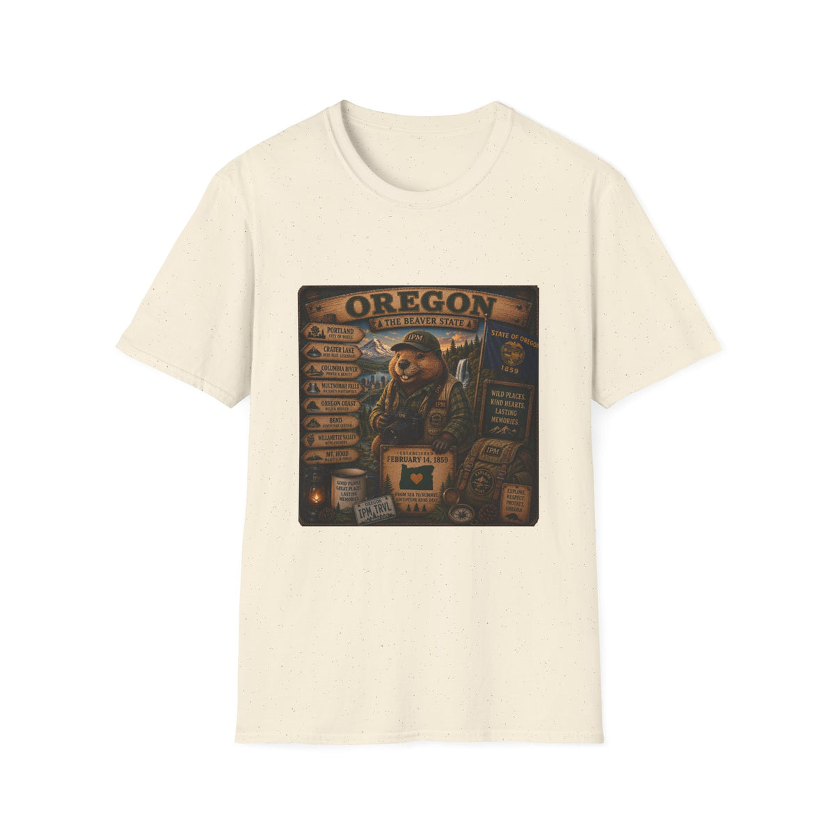 Oregon Beaver State Vintage Travel T-Shirt — Scenic Landmarks & Wildlife Tee