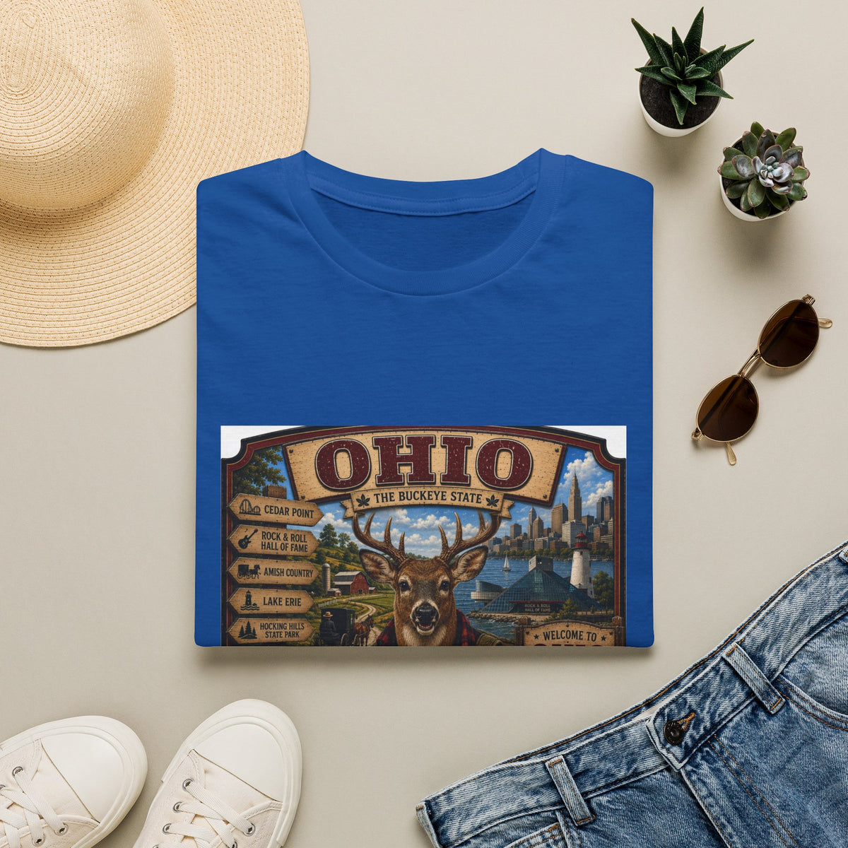 Ohio State Vintage Deer T-Shirt — Buckeye State Travel Graphic Tee