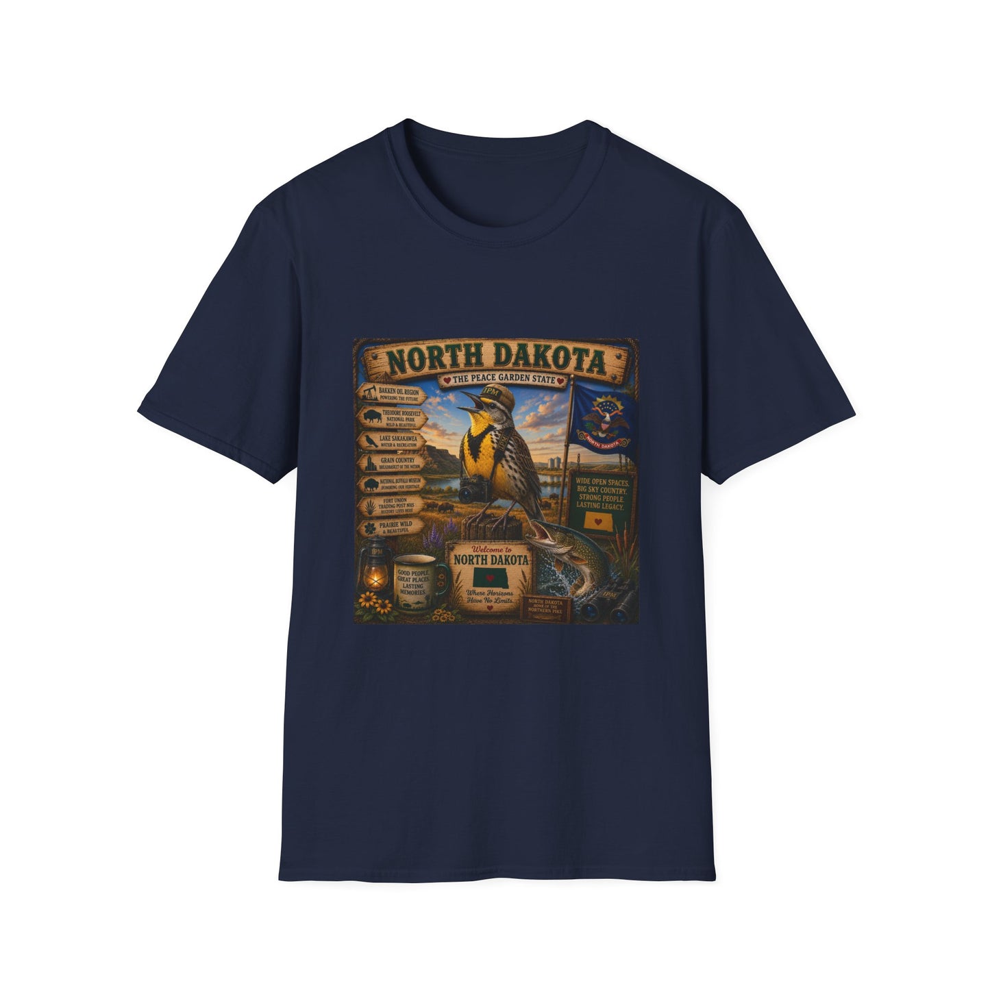North Dakota State Pride T‑Shirt — "North Dakota: The Peace Garden State" Vintage Travel Design