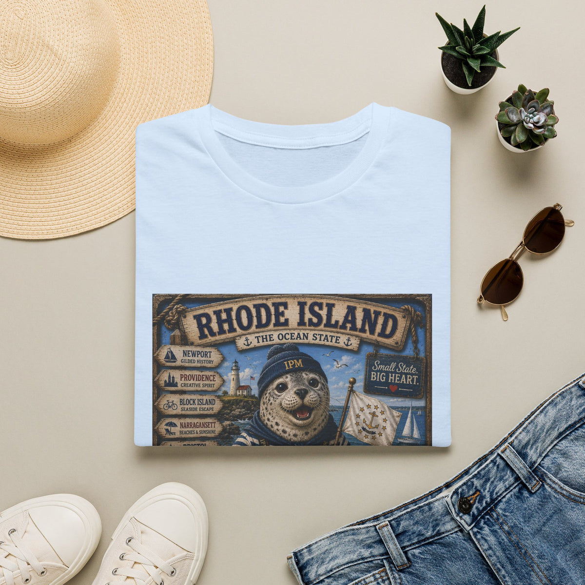 Rhode Island Sealife T-Shirt — 'The Ocean State' Vintage Seal Design