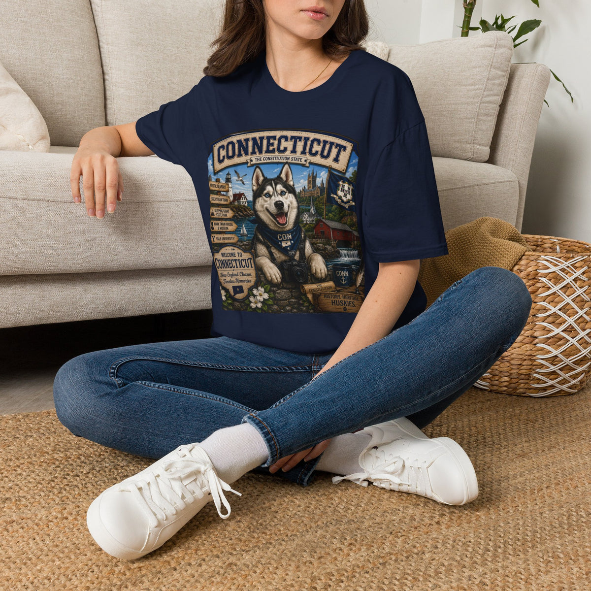 Connecticut Husky State T-Shirt — Vintage Connecticut Scenic Tee