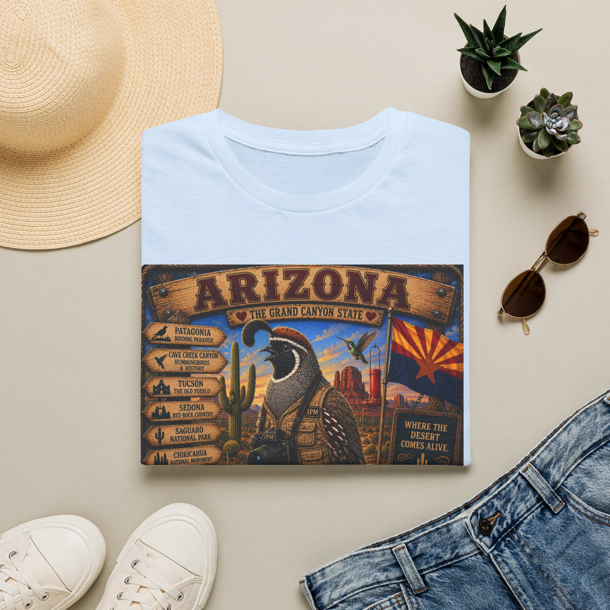 Arizona Vintage State Poster T‑Shirt — Grand Canyon Travel Tee