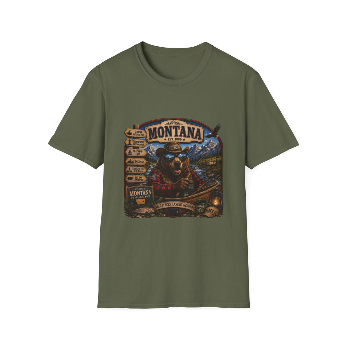 Montana Bear Graphic T-Shirt — Vintage Outdoor Scenic Tee