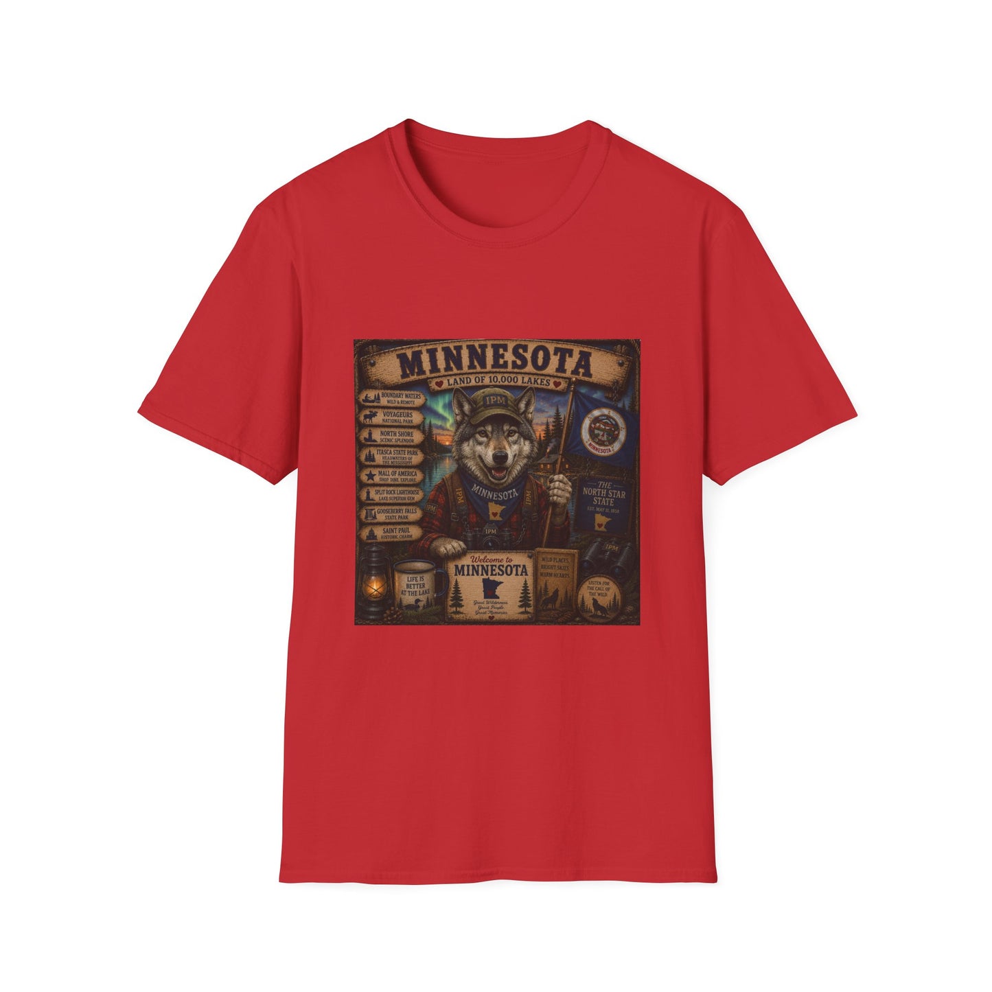Minnesota Wolf Vintage Graphic T-Shirt – Land of 10,000 Lakes Travel Tee