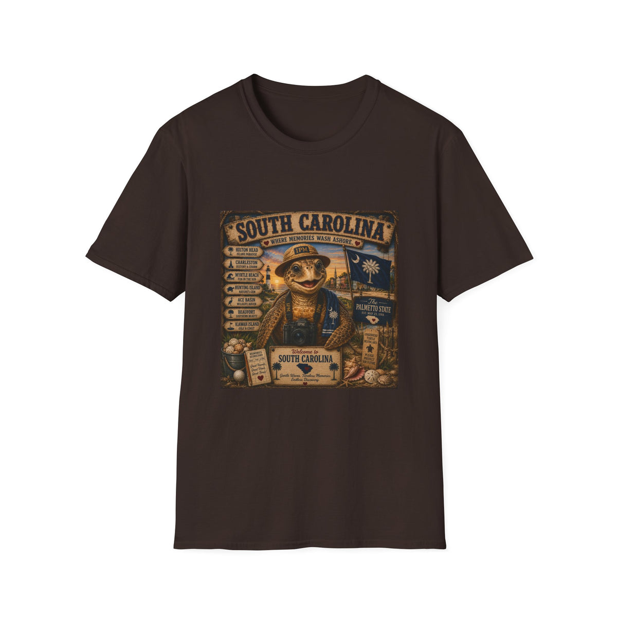South Carolina Turtle Vintage Graphic T-Shirt — "Where Memories Wash Ashore"