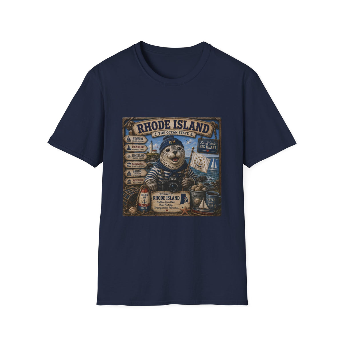 Rhode Island Sealife T-Shirt — 'The Ocean State' Vintage Seal Design