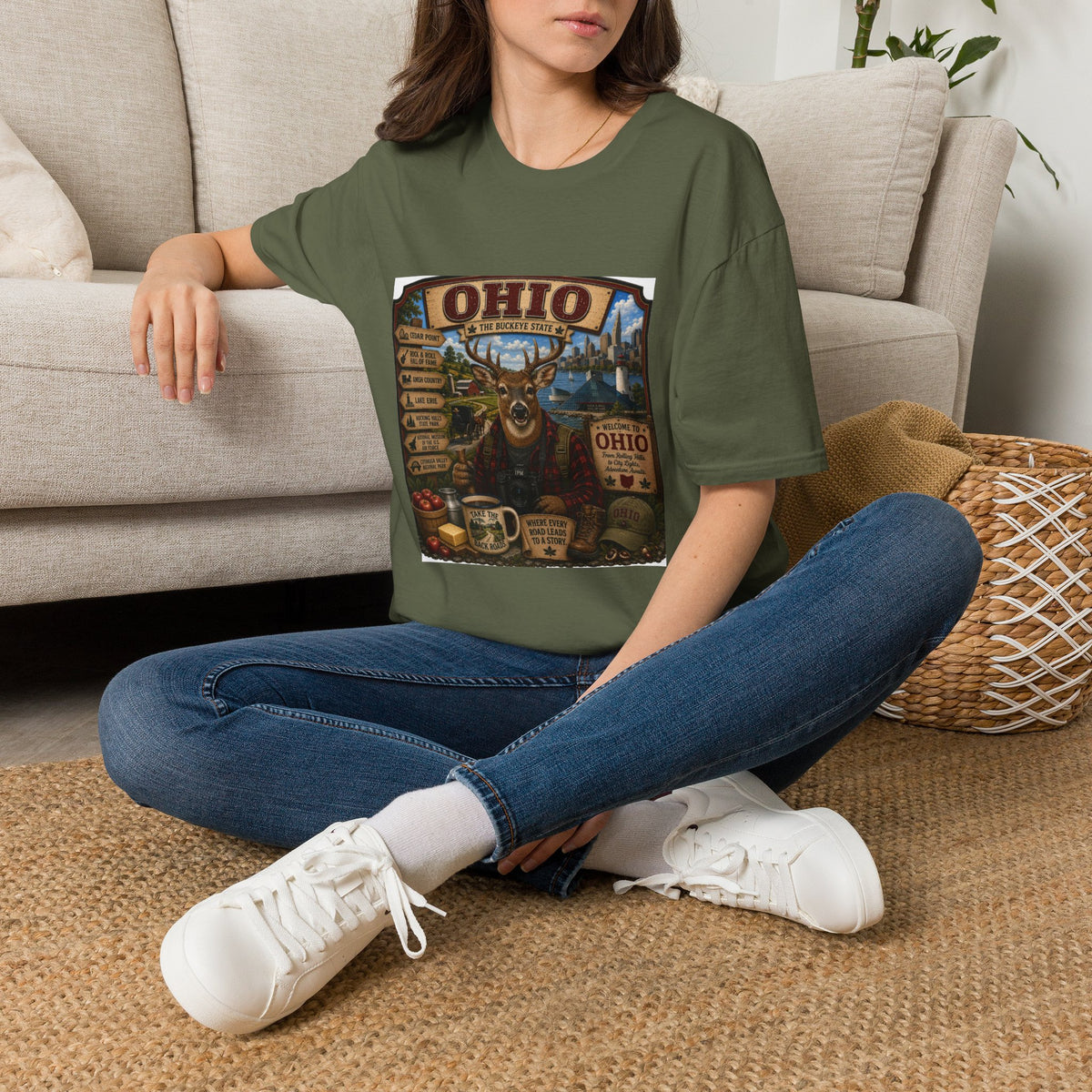 Ohio State Vintage Deer T-Shirt — Buckeye State Travel Graphic Tee