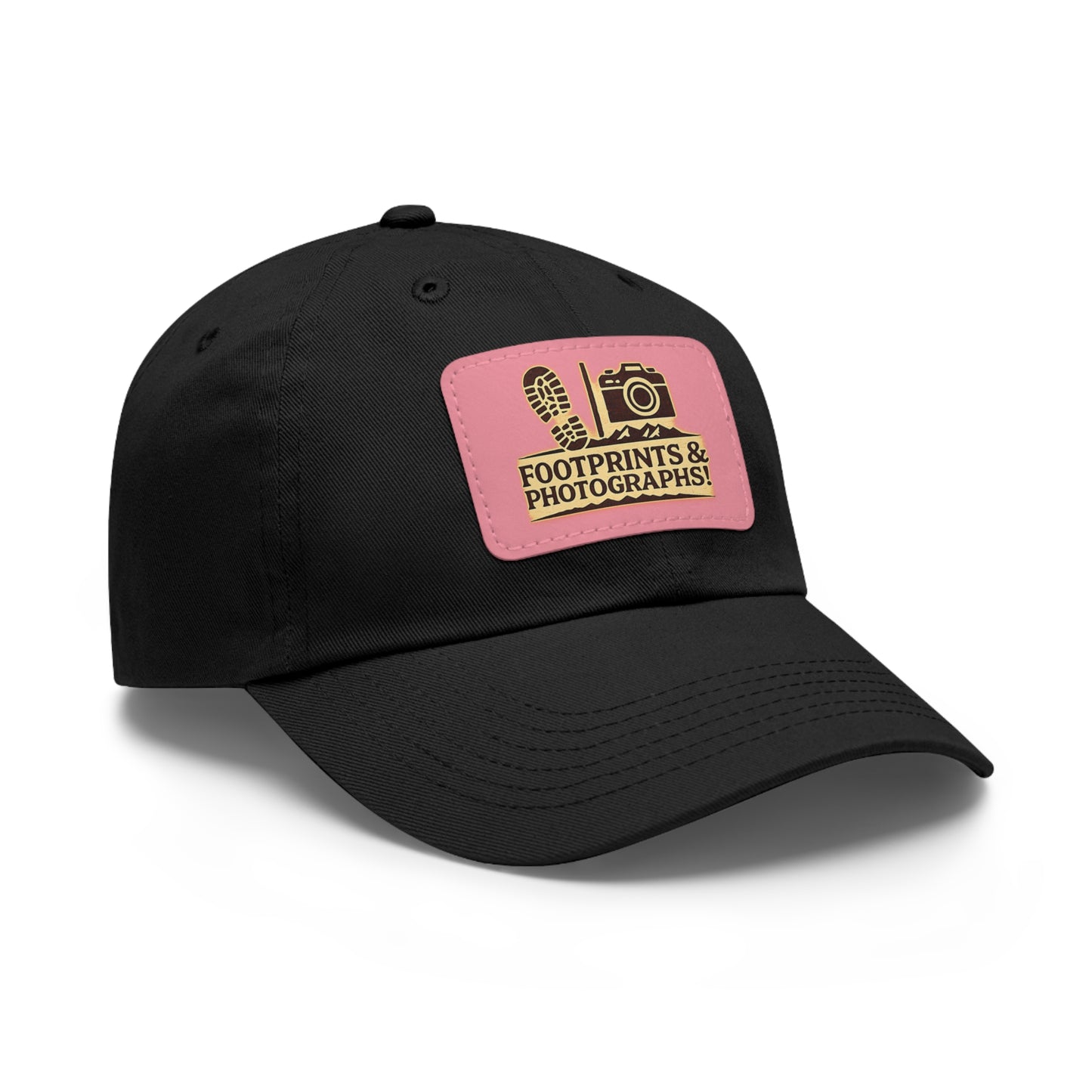 Leather Patch Dad Hat — "Footprints & Photographs" Outdoor Photographer Cap