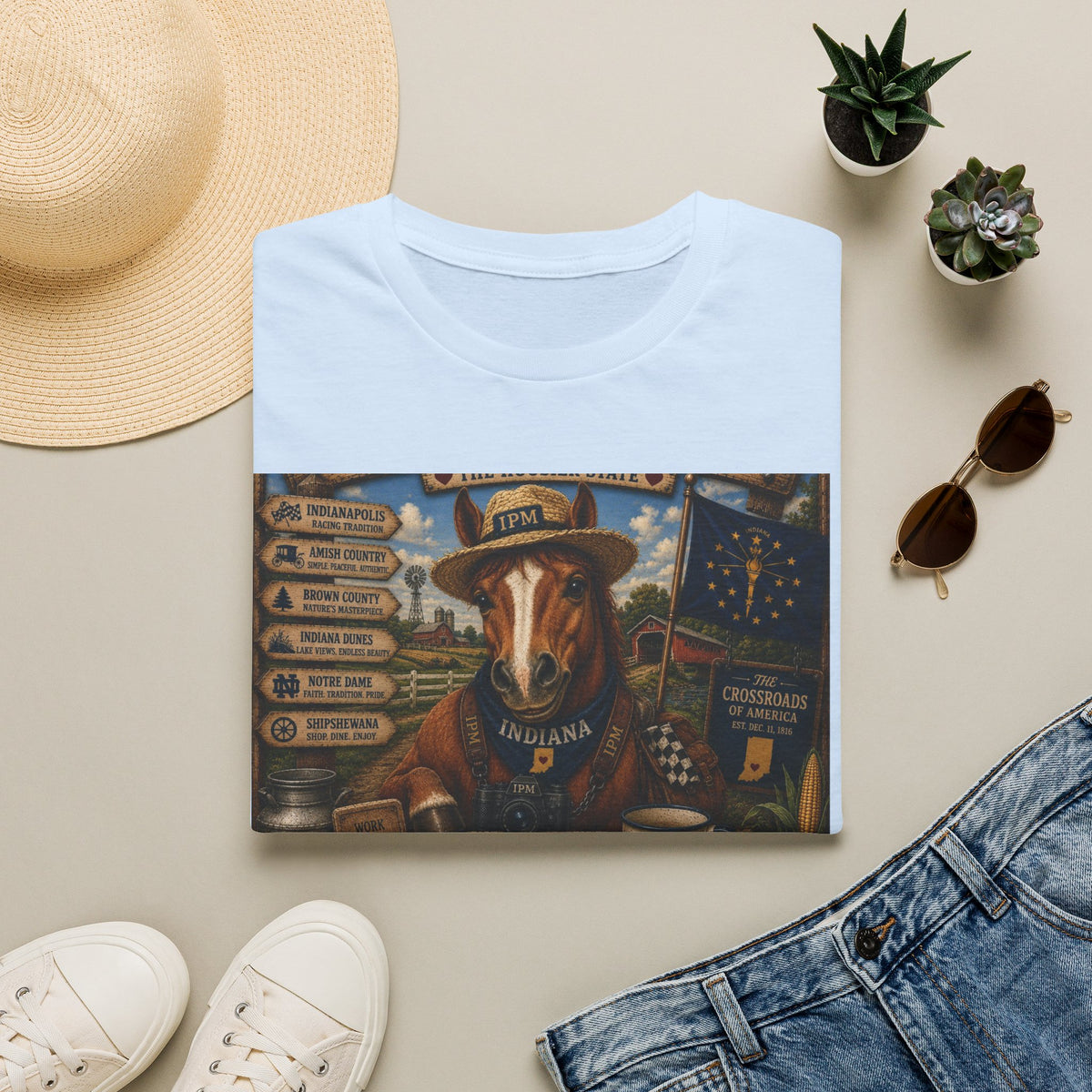 Indiana Scout Dog T-Shirt — Vintage State Travel Poster Design