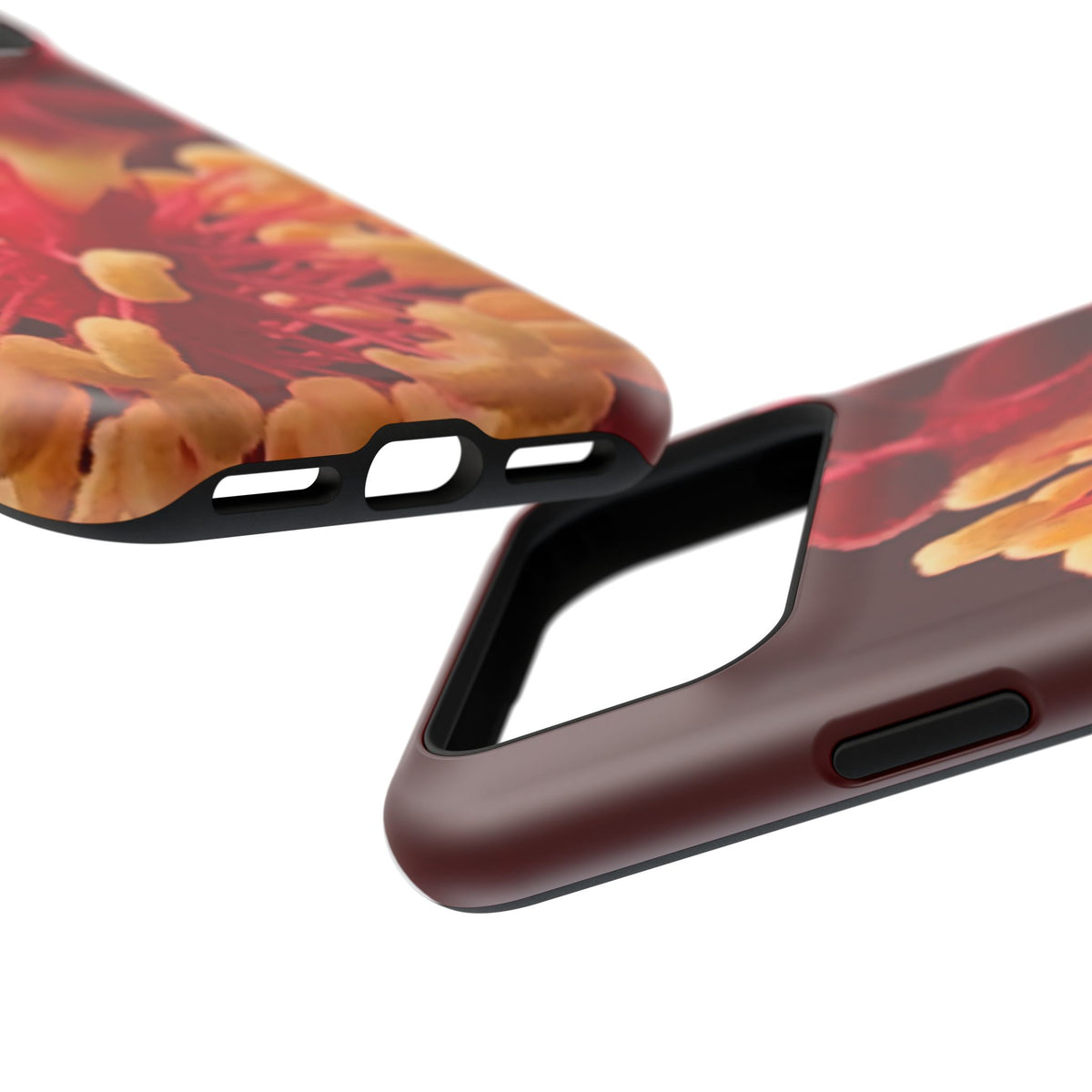 Floral Macro Phone Case — Red & Yellow Pollen Design (Magnetic Impact-Resistant)