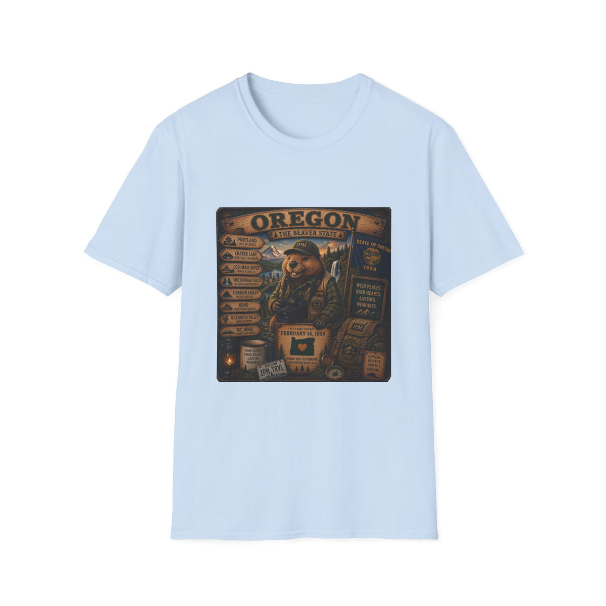Oregon Beaver State Vintage Travel T-Shirt — Scenic Landmarks & Wildlife Tee