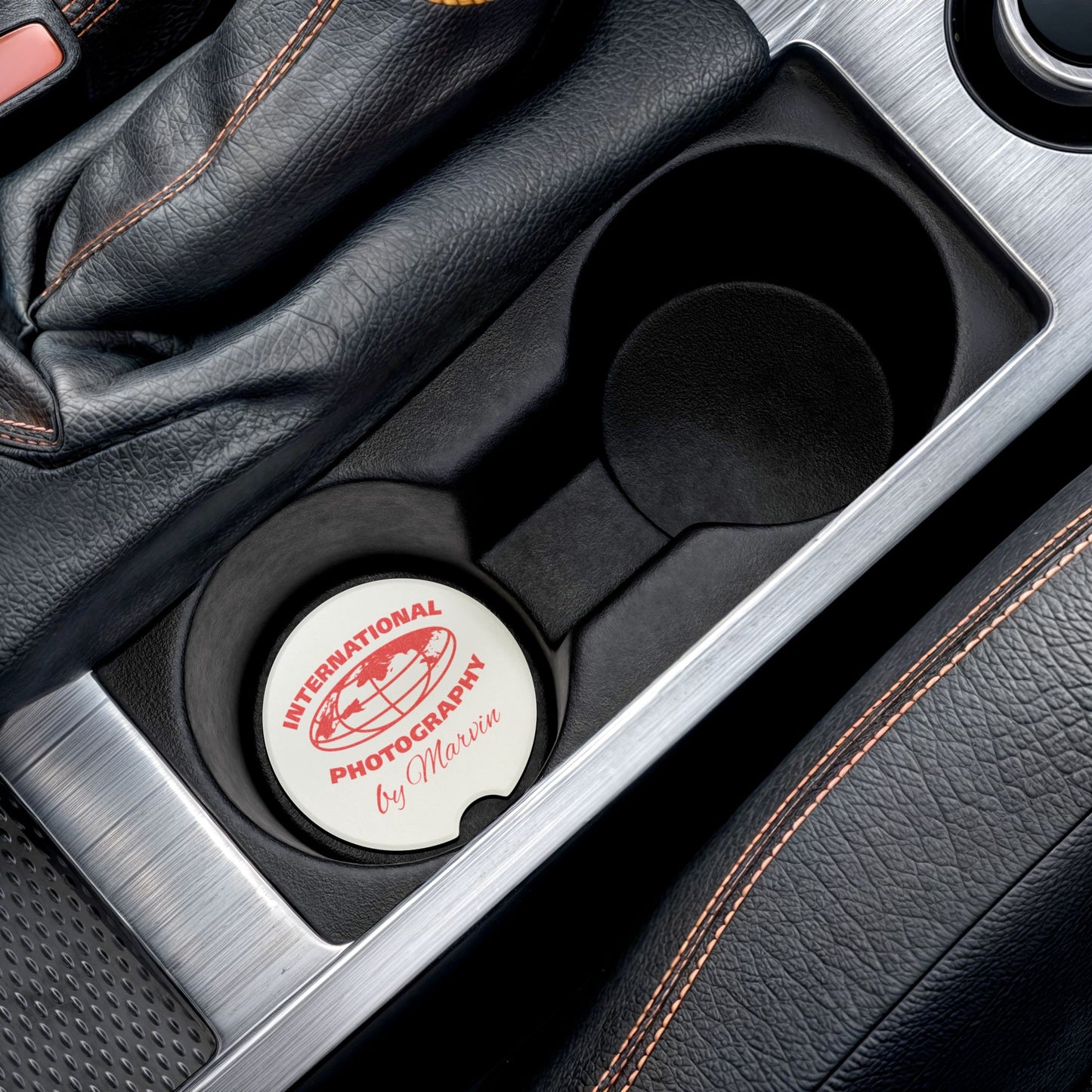 Custom Soapstone Car Coaster - Unique Gift for Photography Lovers, Car Accessory, Drink Holder, International Photography Decor, Car Decor