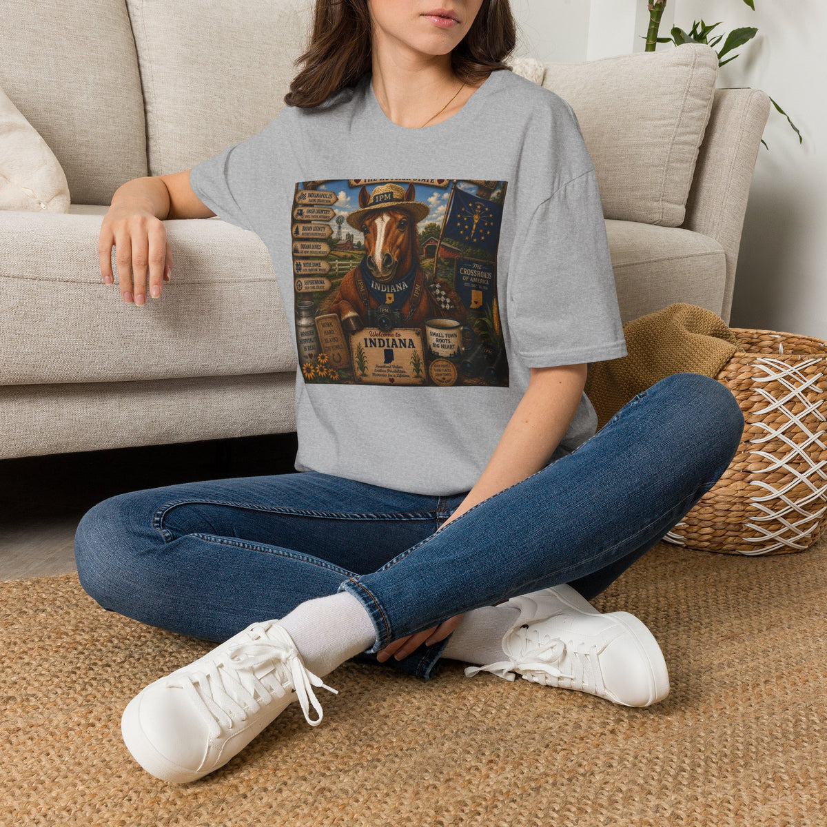 Indiana Scout Dog T-Shirt — Vintage State Travel Poster Design