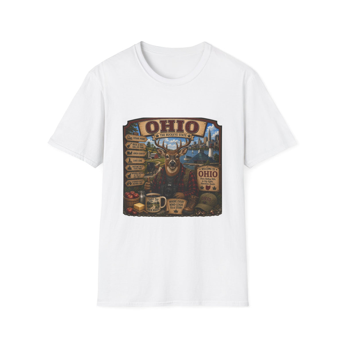 Ohio State Vintage Deer T-Shirt — Buckeye State Travel Graphic Tee