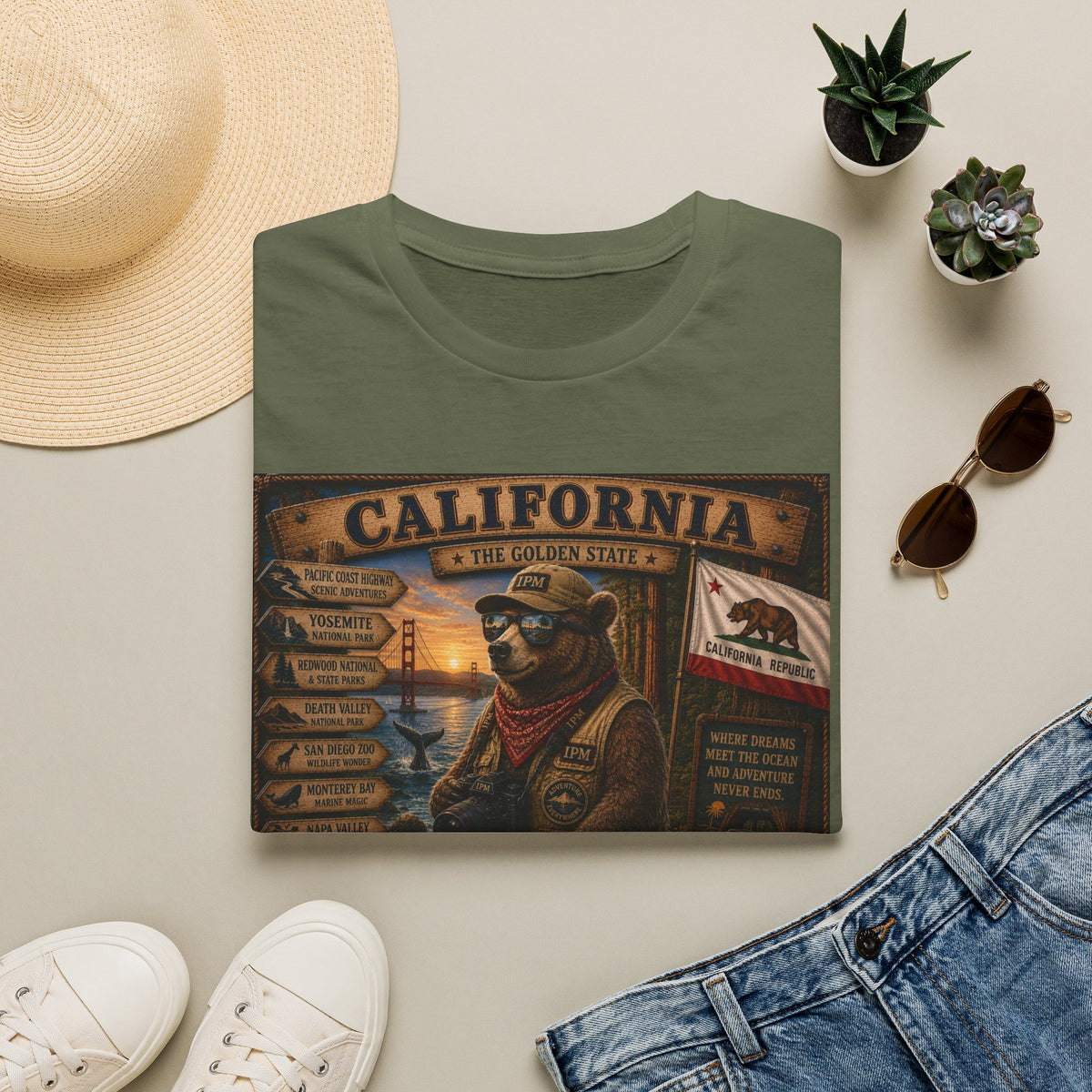 California Golden State Vintage Bear Graphic T-Shirt