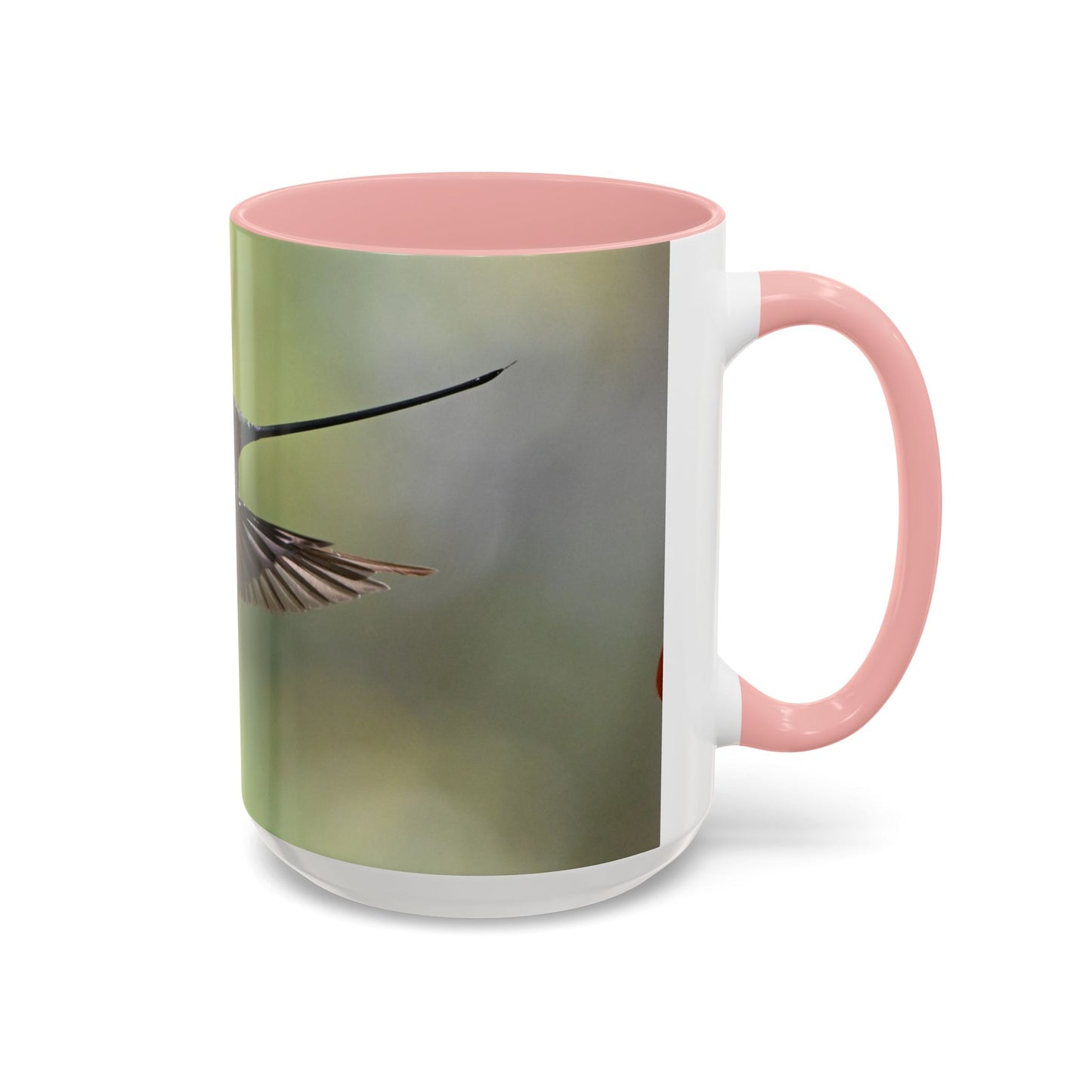 Hummingbird Accent Coffee Mug – 11/15oz Ceramic Mug with Black Interior & Handle