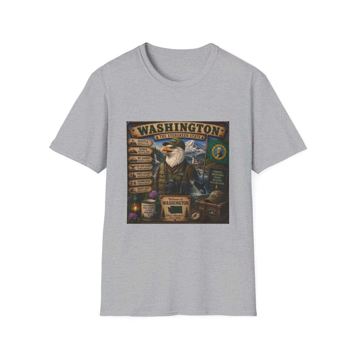 Washington State Eagle Vintage Graphic T-Shirt — The Evergreen State Souvenir