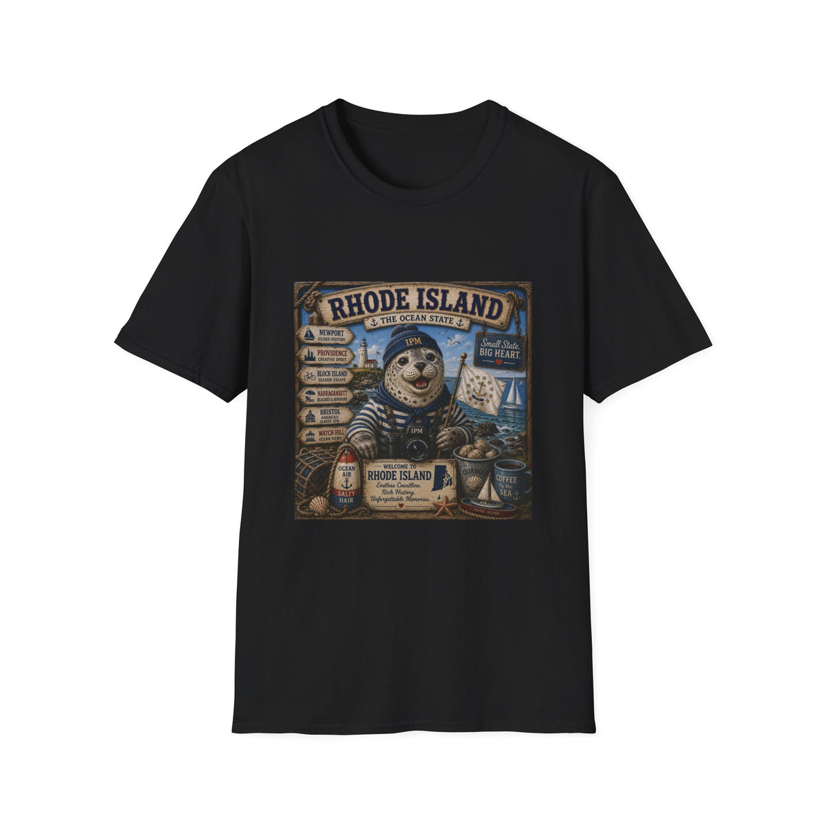 Rhode Island Sealife T-Shirt — 'The Ocean State' Vintage Seal Design