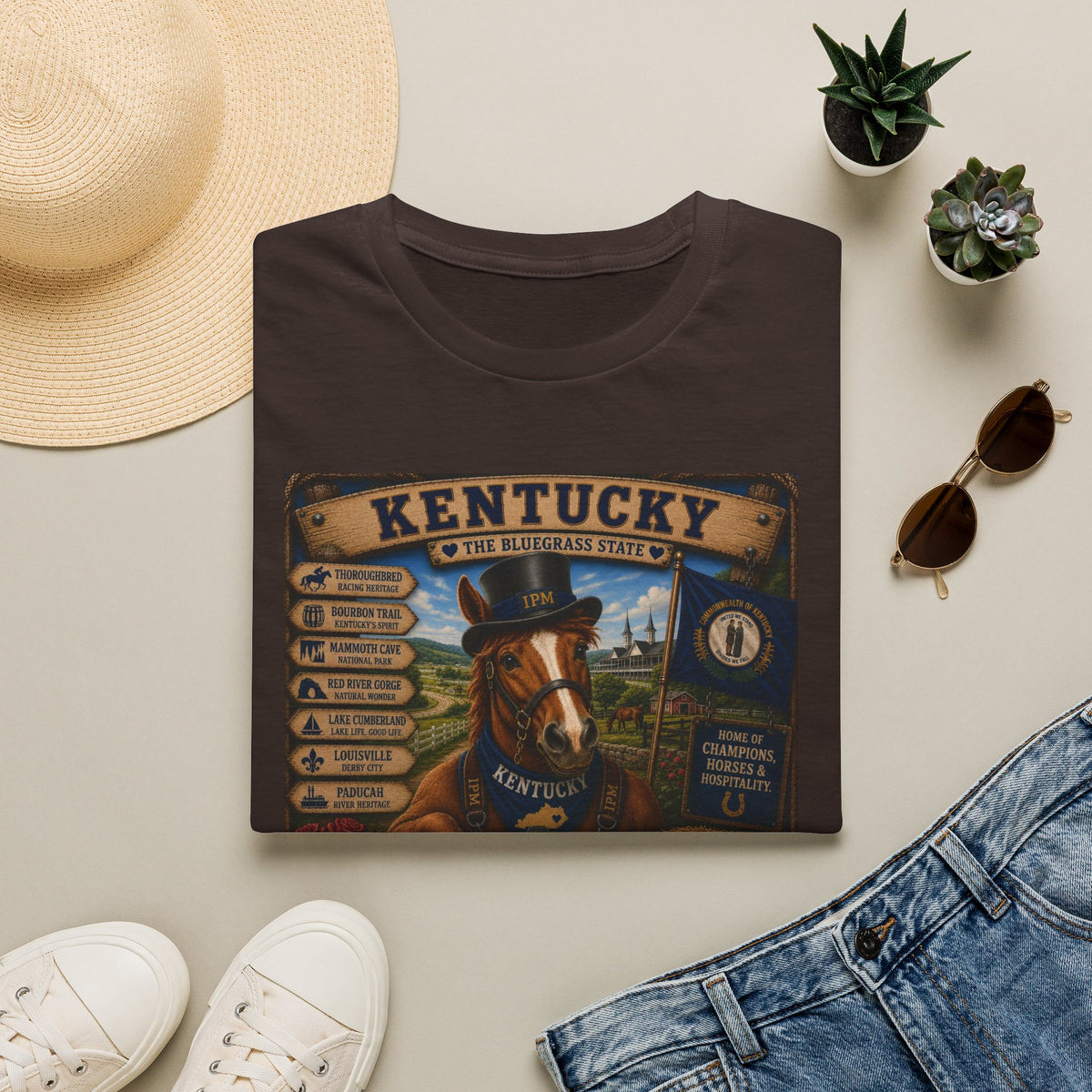 Kentucky Horse State Retro Vintage Graphic T-Shirt