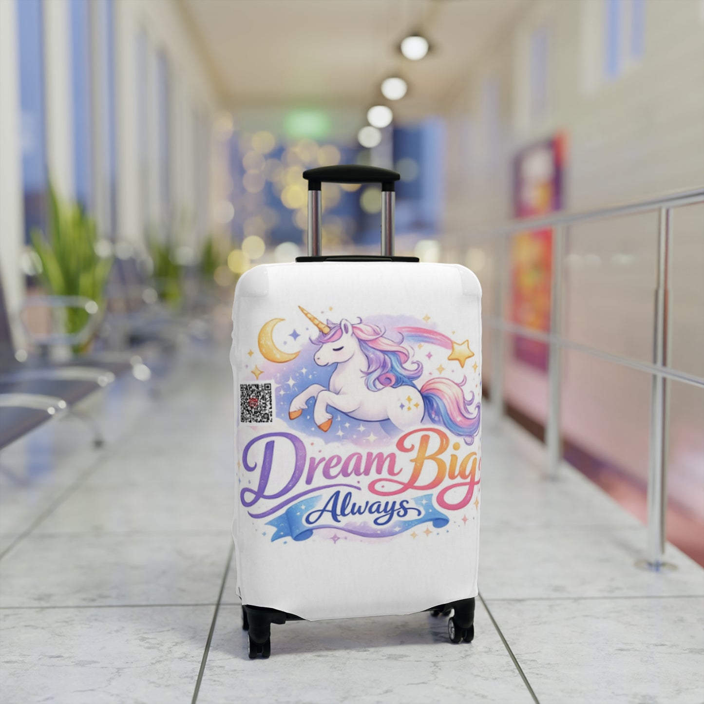 Unicorn Luggage Cover — 'Dream Big Always' Travel Protector