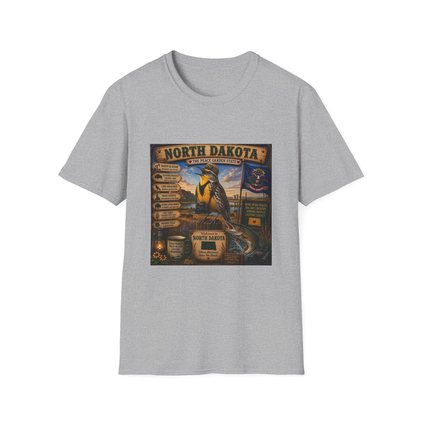 North Dakota State Pride T‑Shirt — "North Dakota: The Peace Garden State" Vintage Travel Design